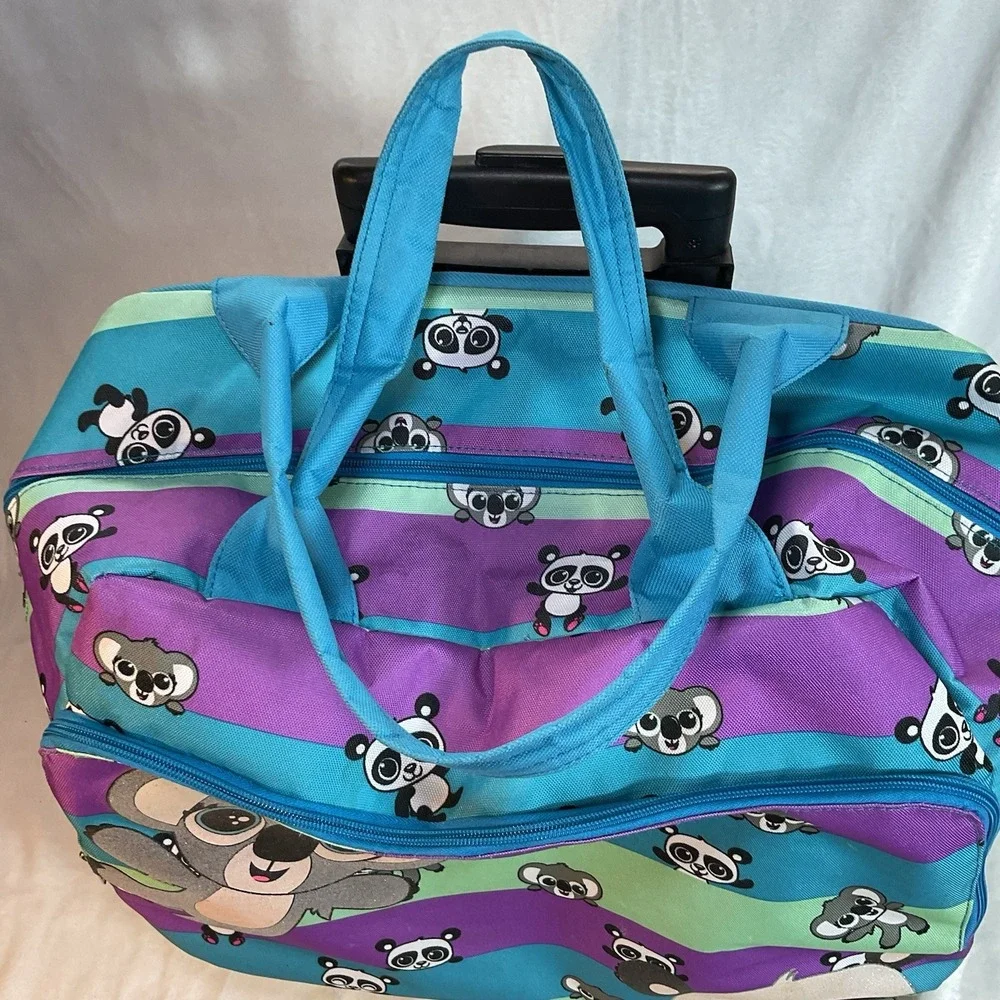 Justice Panda Rolling Bag Vacation Travel Luggage 18in Zip Compartments 2013